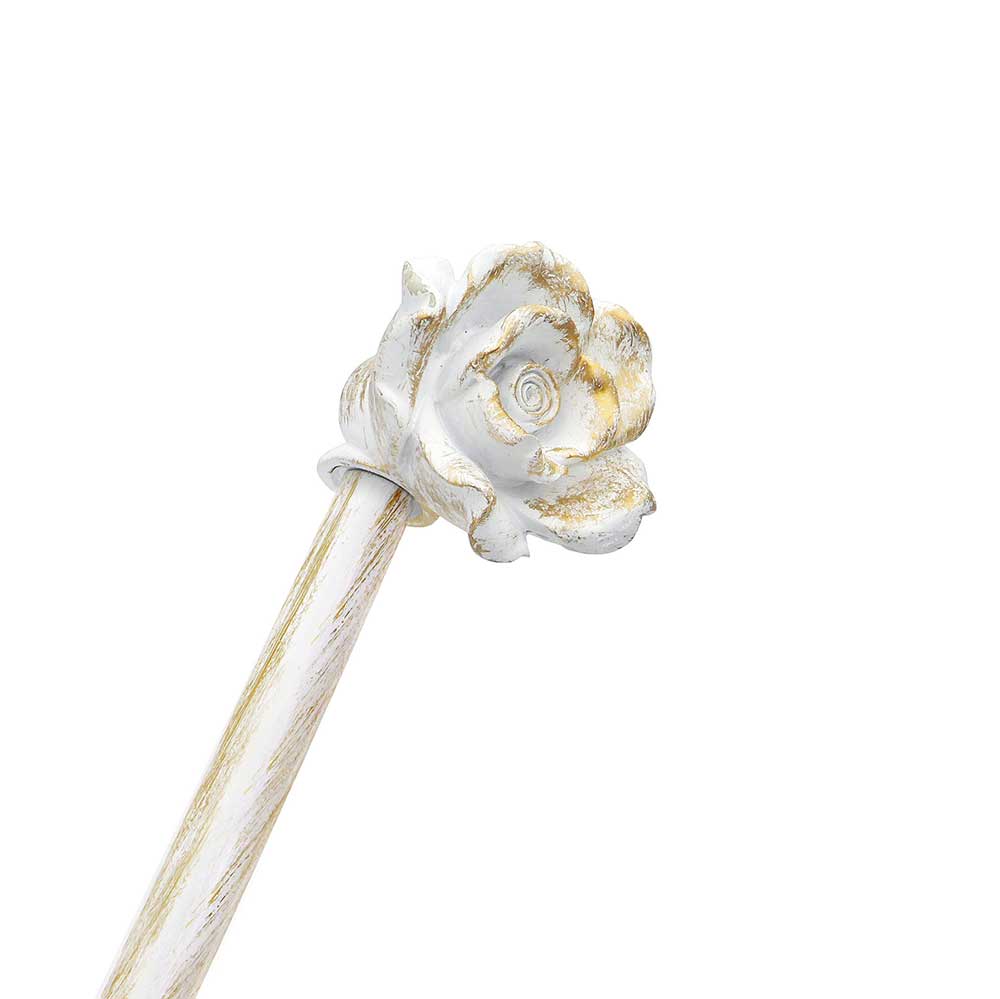 Bastone per Tende Estensibile Shabby Chic White & Gold Bouquet Collection 160 - 300 cm