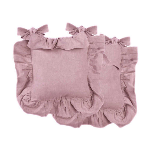 Cuscino per sedia Shabby Chic con Volant 40 x 40 Colore Rosa Antico