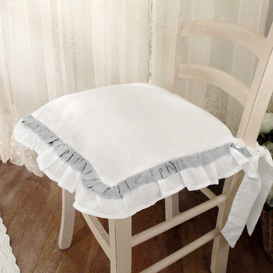 Cuscino per sedia Shabby Chic Sucre Grey Collection 40 x 40 Colore Bianco / Grigio