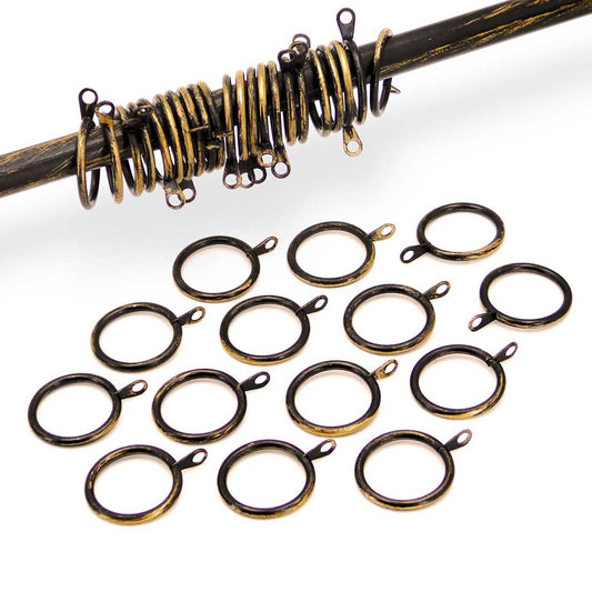 Set 20 anelli Metallo per Bastone per Tende Shabby Chic Black Gold Collection
