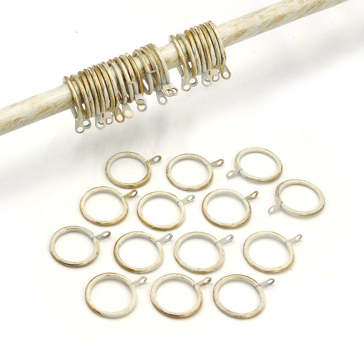 Set 20 anelli Metallo per Bastone per Tende Shabby Chic Cream Gold Col –  Dressing Home