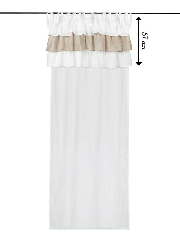 Tenda con balze Shabby Chic Sucre Collection 135 x 290 cm Colore Bianco Beige
