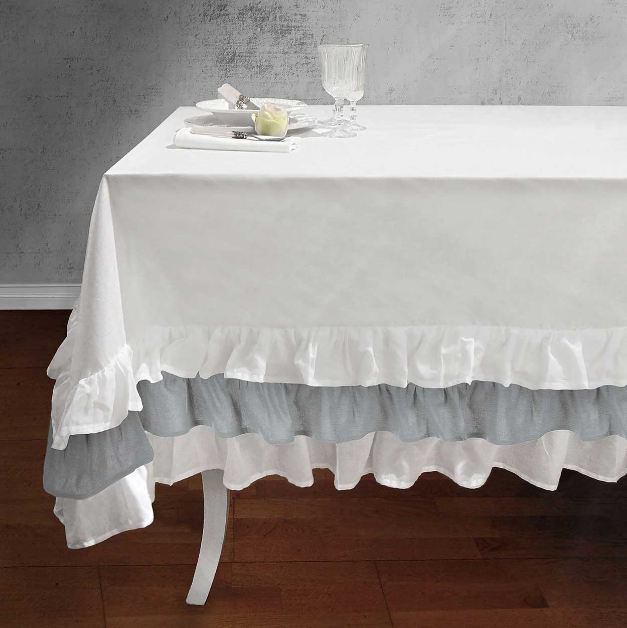 Tovaglia Shabby Chic Sucre Grey Collection Colore Bianco Grigio 170 x –  Dressing Home