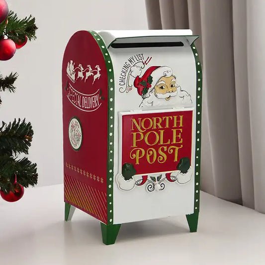 Cassetta Lettere di Natale da Appoggio , Cassetta Posta Natalizia in Metallo 20x20x41