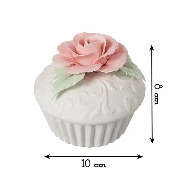 Cofanetto Ceramica Opaca Shabby Chic Cupcake Rosa Elvis Colore Bianco / Rosa 8x10