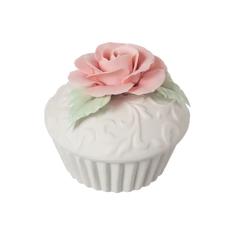 Cofanetto Ceramica Opaca Shabby Chic Cupcake Rosa Elvis Colore Bianco / Rosa 8x10