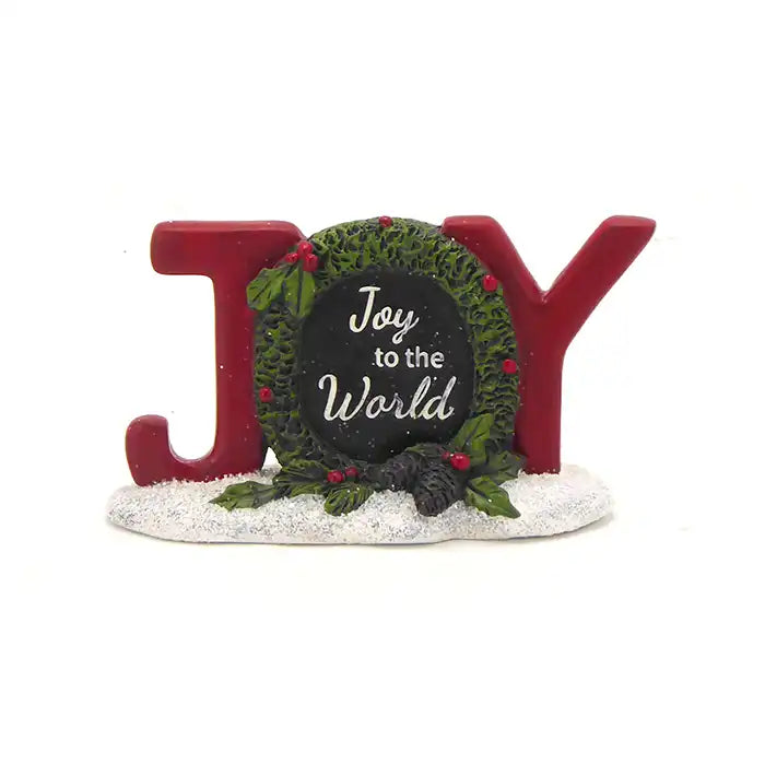 Decorazione di Natale da Appoggio Decoro Natlizio Scritta in resina Joy 9x16