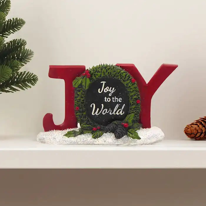 Decorazione di Natale da Appoggio Decoro Natlizio Scritta in resina Joy 9x16