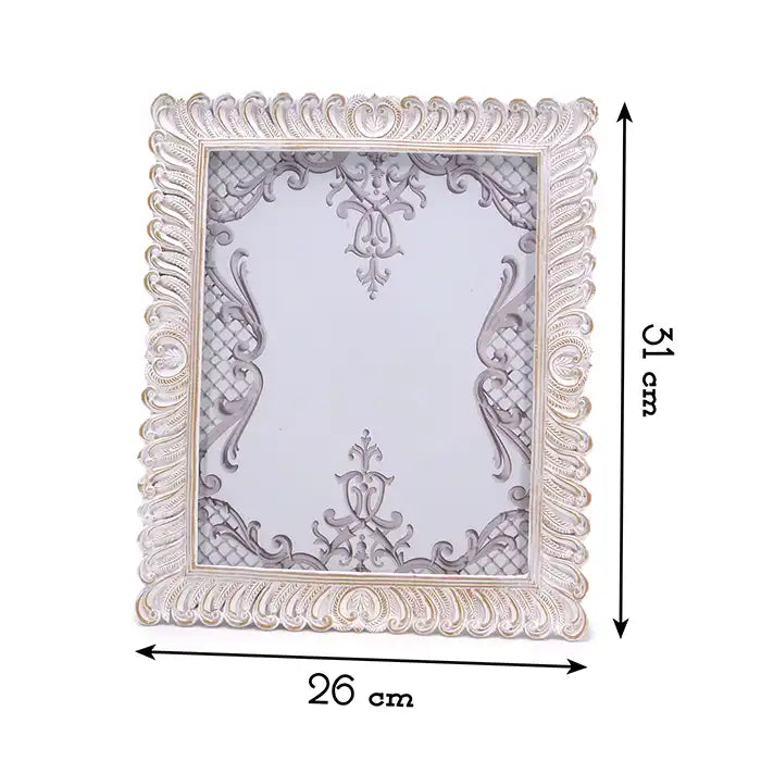 Cornice portafoto da Muro o da Tavolo Collezione Lace Stile Shabby Chic Colore Bianco Anticato per fotografie 20 x 25 cm
