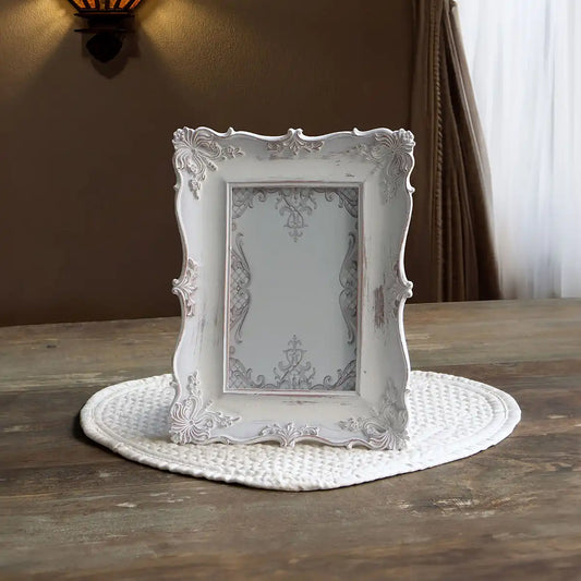 Cornice portafoto da Tavolo o Muro Stile Shabby Chic Colore Bianco Anticato per fotografie 10 x 15 cm