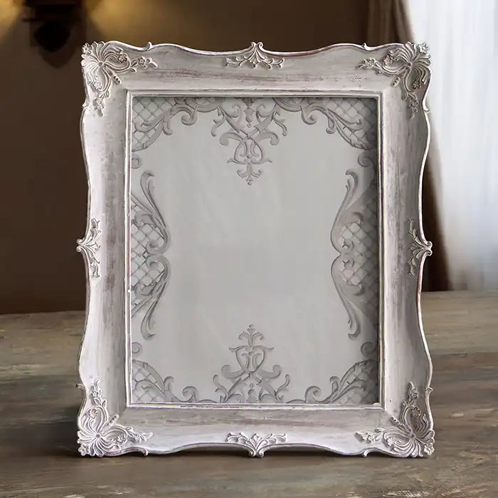 Cornice portafoto da Tavolo o Muro Stile Shabby Chic Colore Bianco Anticato per fotografie 20 x 25 cm