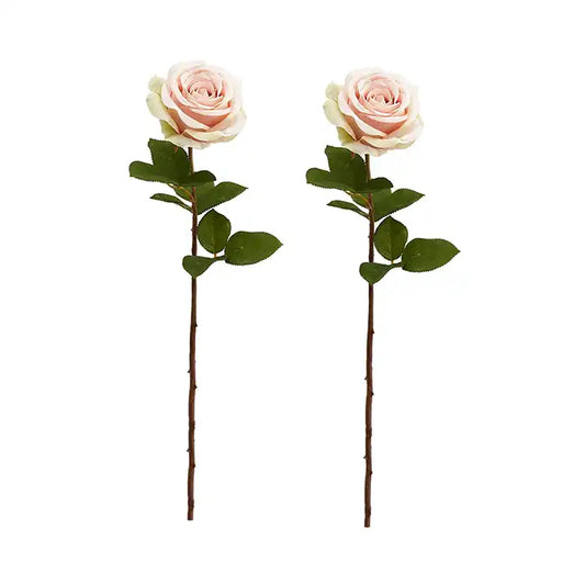 Set 2 Rose Artificiali in Seta EDG Enzo De Gasperi Altezza 55 cm Colore Rosa Chiaro