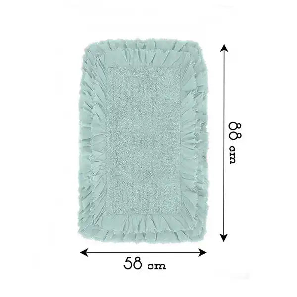 Rechteckiger Badteppich mit Rüschen im Shabby-Chic-Stil 100% Baumwolle 58x88 Farbe Green Water