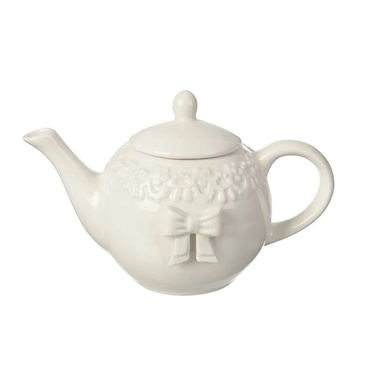 Set mit 6 Teetassen und Untertassen aus Porzellan im Shabby-Chic-Stil, weiße Farbe