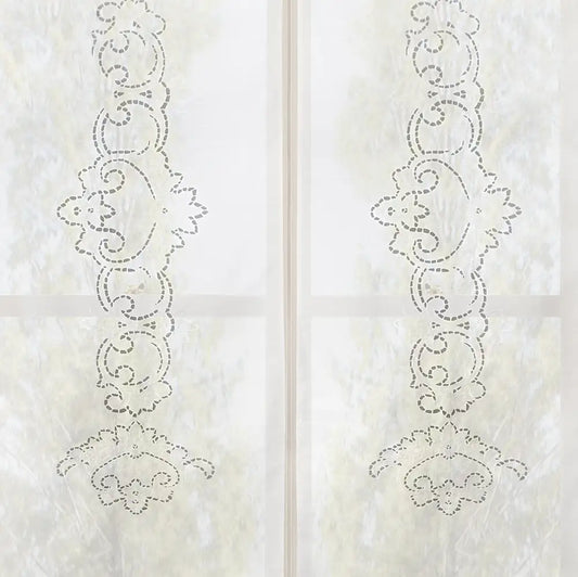 Spitzer Fenstervorhang Shabby Chic 60 x 160 Weiß Ecru Rosa Farbe