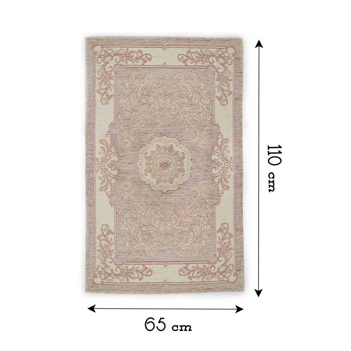 Teppich im Shabby-Chic-Stil, 65 x 110 cm, puderrosa, hergestellt in Italien