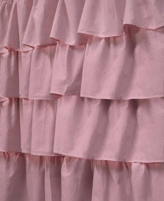 Shabby Chic Vorhang mit gestickten Volants und Polka Dots 140x290 Rosa Farbe / Pink Polka Dots