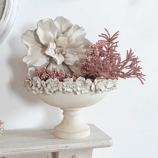 Ständer Oval Vintage Shabby Chic Blumendekor Antik Elfenbein 25x38