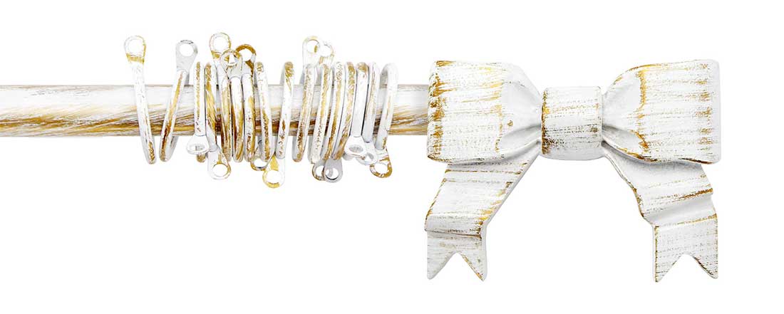 Bastone per Tende Estensibile Shabby Chic White Gold Cadeaux Collection 160 - 300 cm