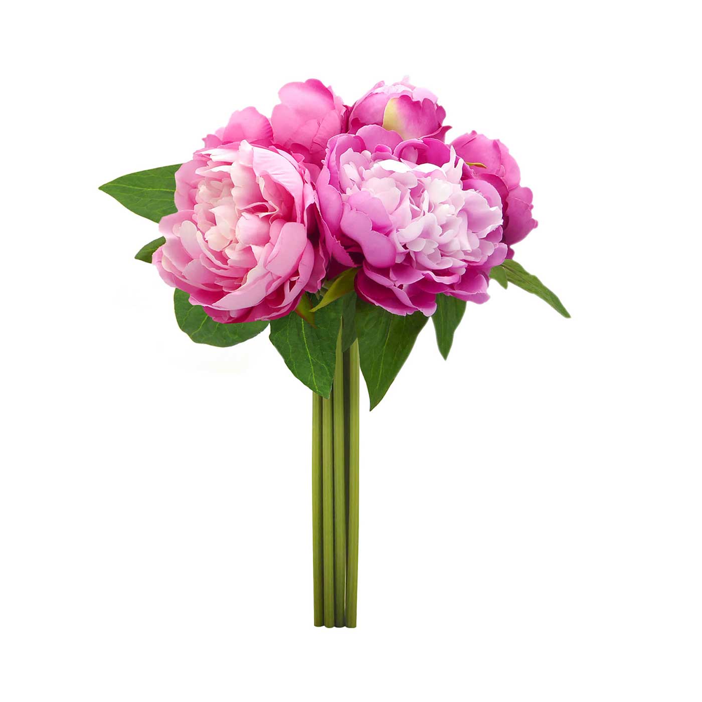Bouquet 6 Peonie Artificiali in Seta Stile Shabby Chic Colore Fucsia / Rosa