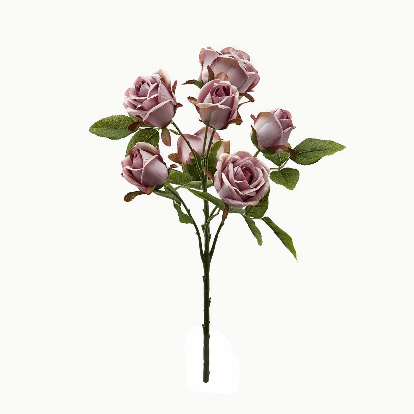 Bouquet 7 Rose Artificiali in Seta Stile Shabby Chic Colore Malva