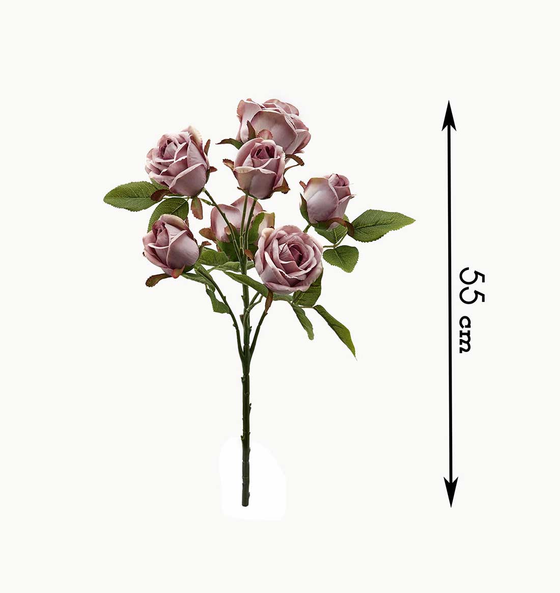 Bouquet 7 Rose Artificiali in Seta Stile Shabby Chic Colore Malva