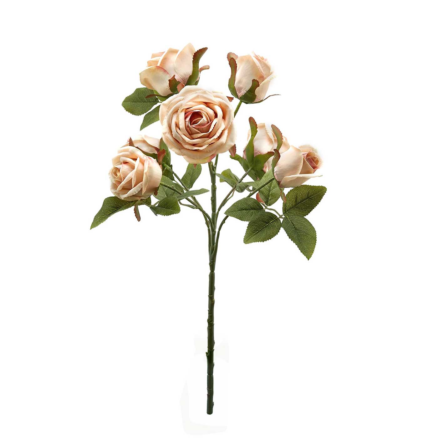 Bouquet 7 Rose Artificiali in Seta Stile Shabby Chic Colore Pesca