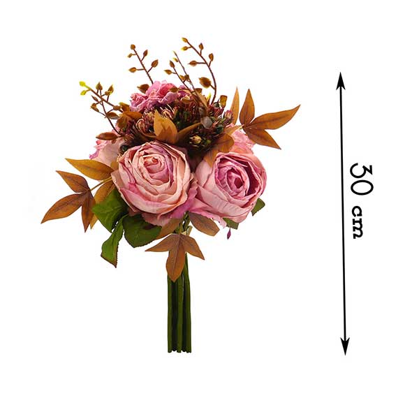 Strauß 5 künstliche Rosen aus Seide im Shabby-Chic-Stil in rosa Farbe