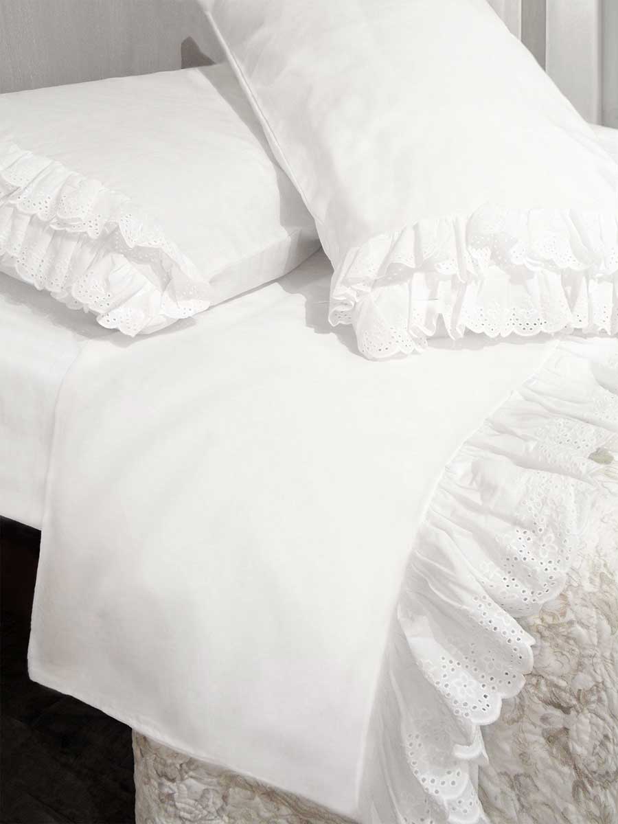 Komplettes Doppelbett in der Farbe Shabby Chic Sangallo Lace White