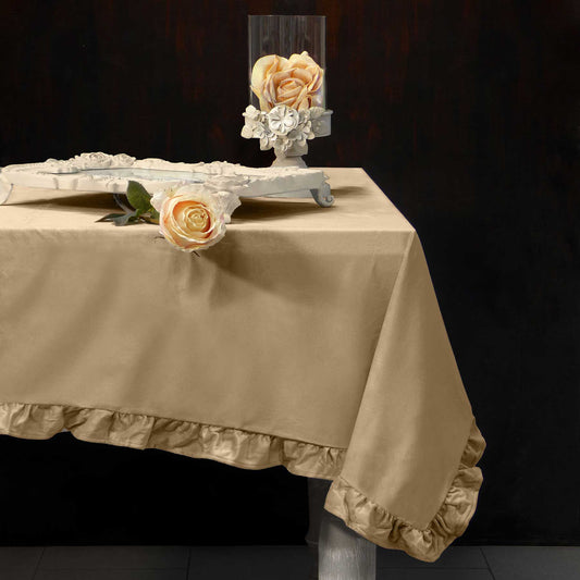 Samt-Tischdecke mit Volant 100 x 100 beige Farbe