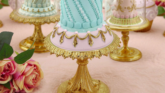 Decorazione Torta su Alzatina Shabby Chic Princess Collection Colore Celeste Oro