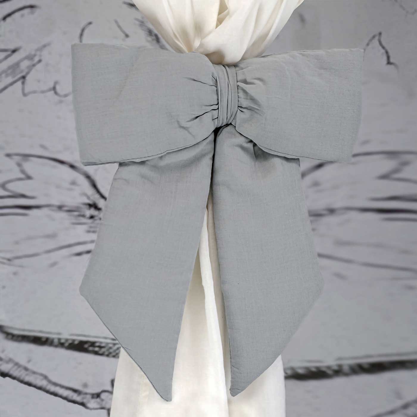 Embrasse Tie Back Shabby Chic Schleife Farbe Grau 100% Baumwolle 25x30