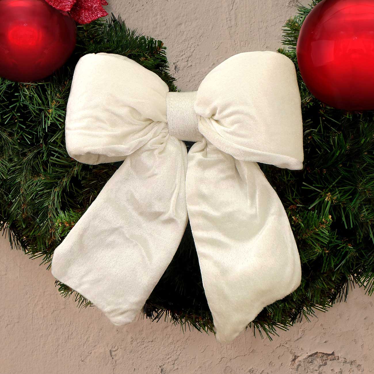 Fiocco Imbottito Velluto  Albero di Natale Stile Shabby chic 27 x 27 cm Colore Bianco Caldo