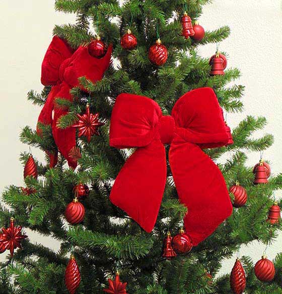 Samt gefüllte Schleife Weihnachtsbaum Shabby Chic Style 27 x 27 cm Farbe Rot