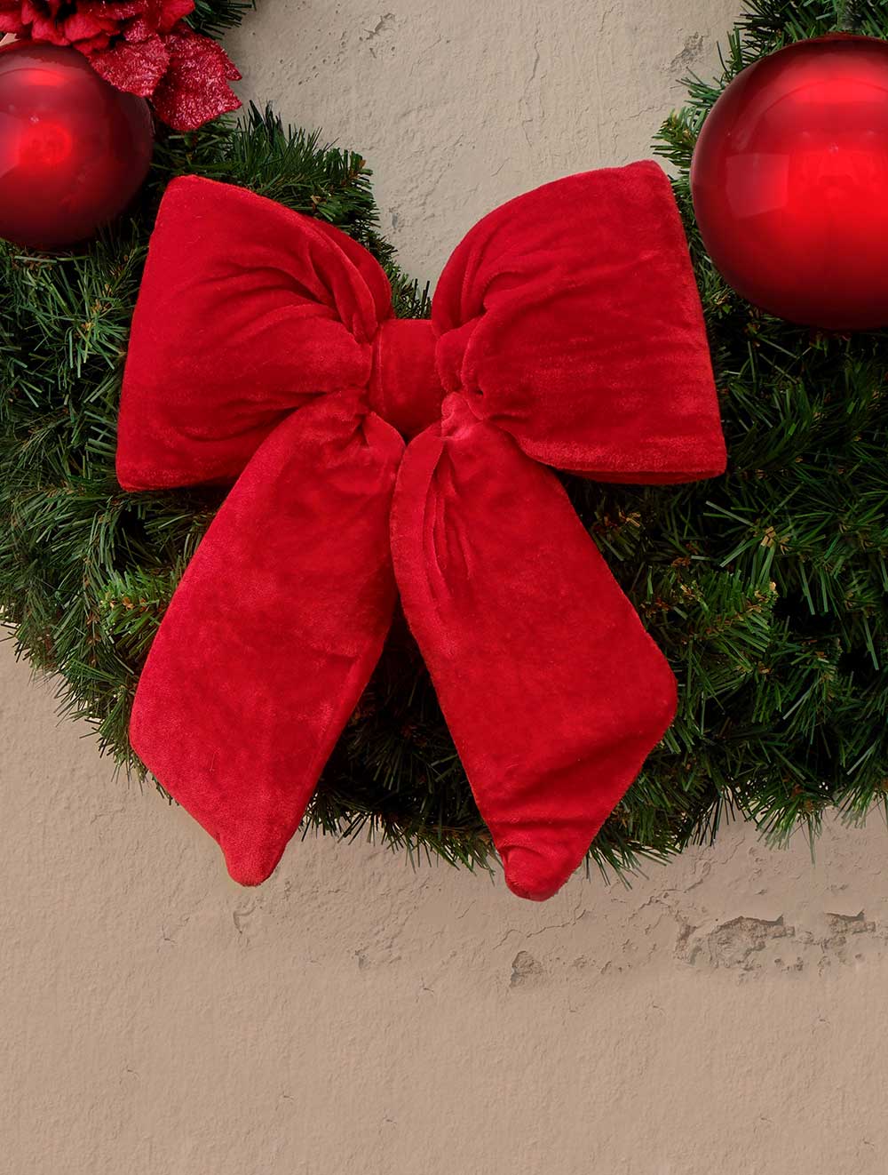 Fiocco Imbottito Velluto  Albero di Natale Stile Shabby chic 27 x 27 cm Colore Rosso