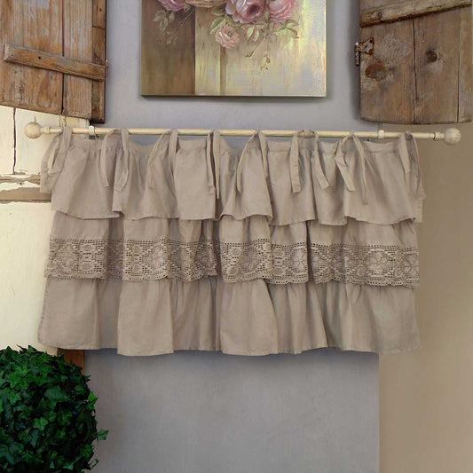 Shabby Chic-Volant mit Volants Etoile New Crochet Collection 140 x 60 cm Taupe-Farbe