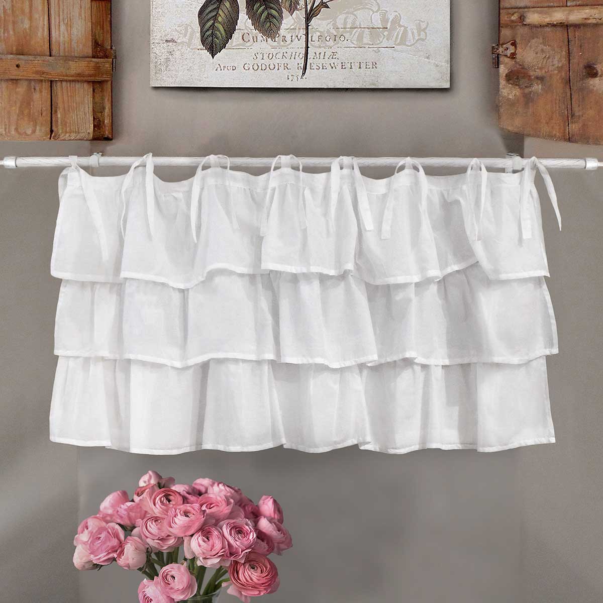 Mantovana Shabby Chic con balze Etoile Basic Collection 140 x 60 cm Colore Bianco