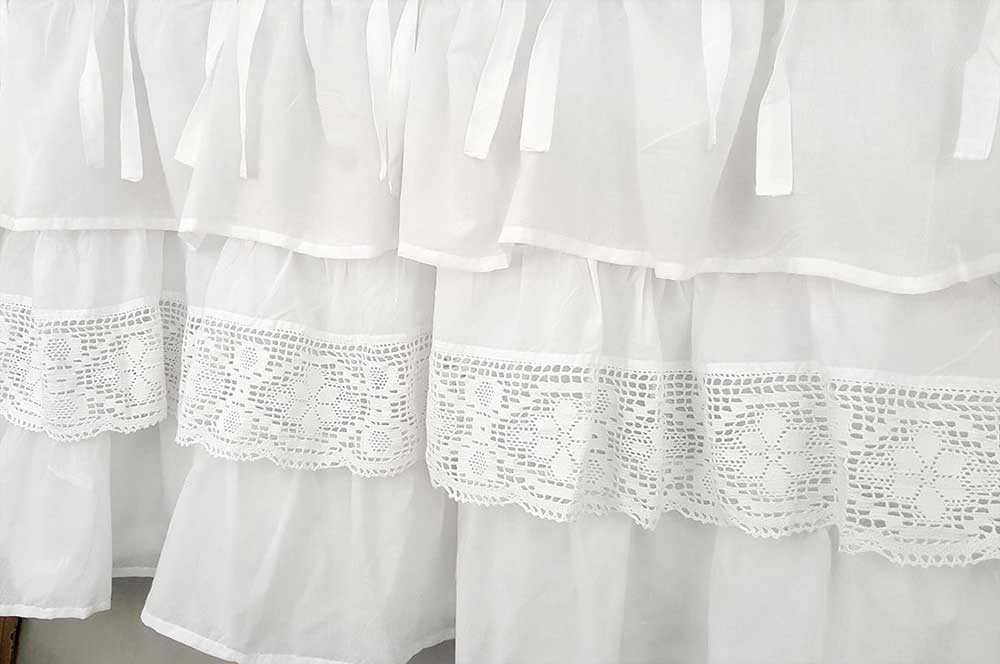 Mantovana Shabby Chic con balze Etoile New Crochet Collection 140 x 60  cm Colore Bianco