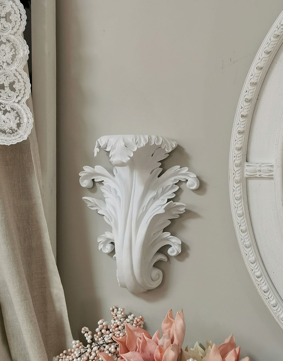 Mensolina Decoratica Stile Shabby Chic Colore Bianco Opaco 38x32