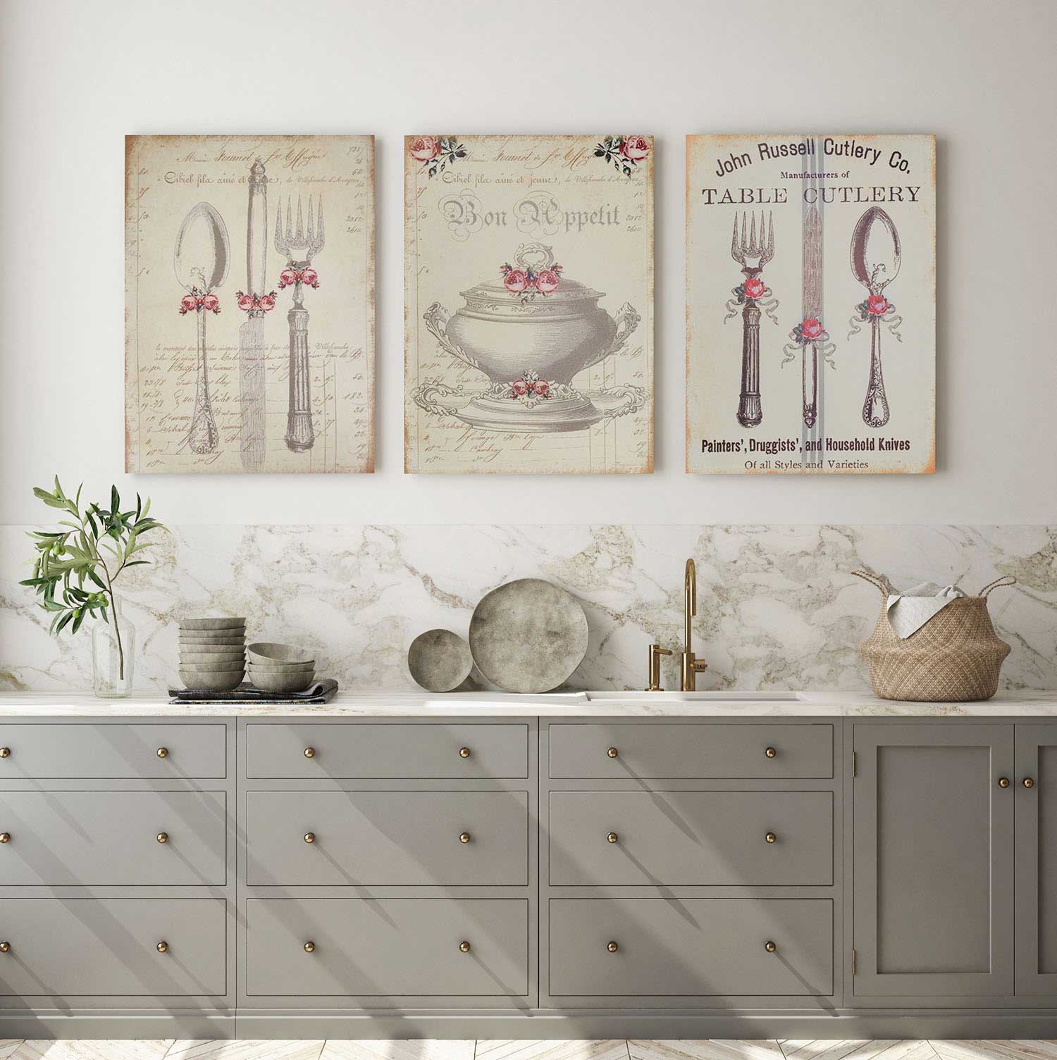 Quadro Canvas Rettangolare Shabby Chic Table Collection Prima Variante –  Dressing Home