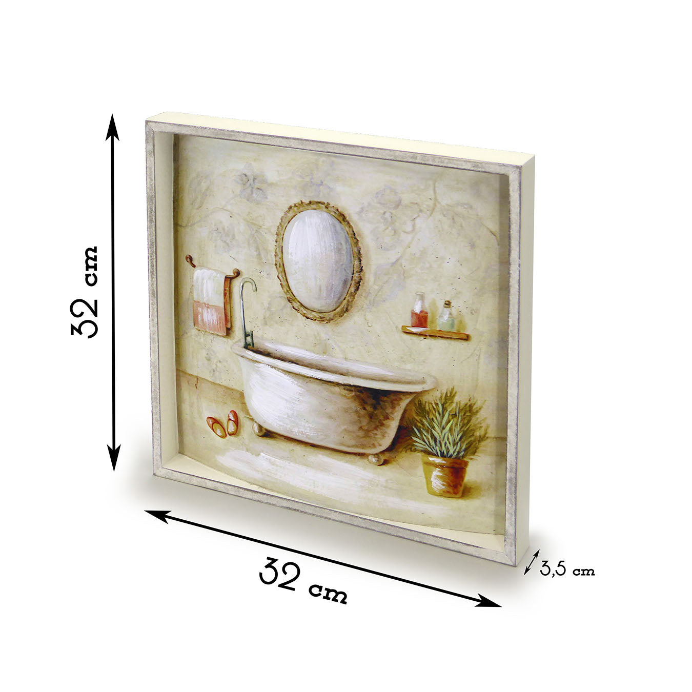 Bild auf Holz gemalt für das Badezimmer Vintage Shabby Chic 32x32 4 Variante