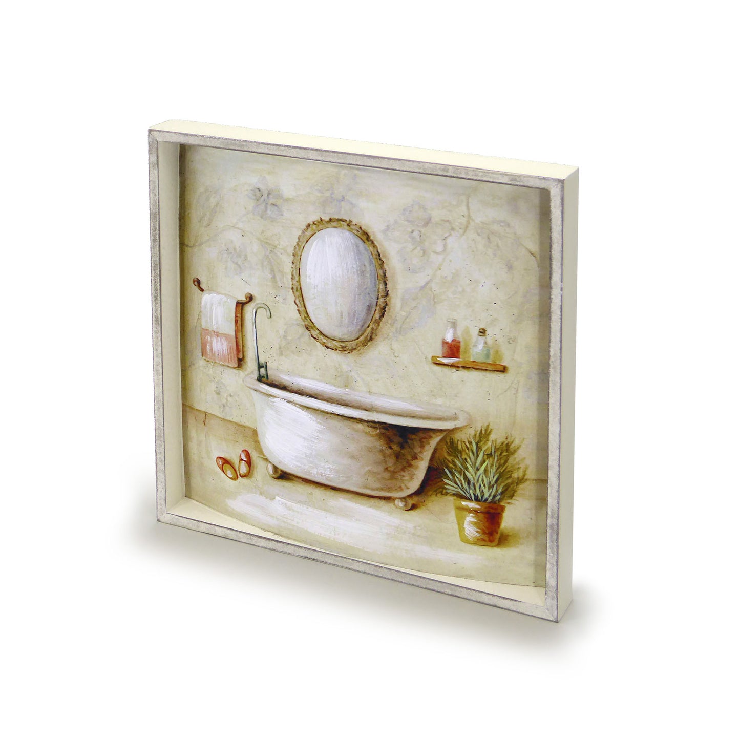 Bild auf Holz gemalt für das Badezimmer Vintage Shabby Chic 32x32 4 Variante