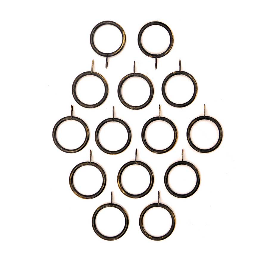 Set 20 anelli Metallo per Bastone per Tende Shabby Chic Black Gold Collection