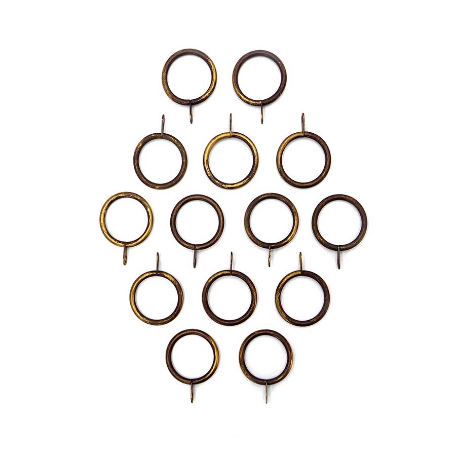 Set 20 anelli Metallo per Bastone per Tende Shabby Chic Brown Gold Collection