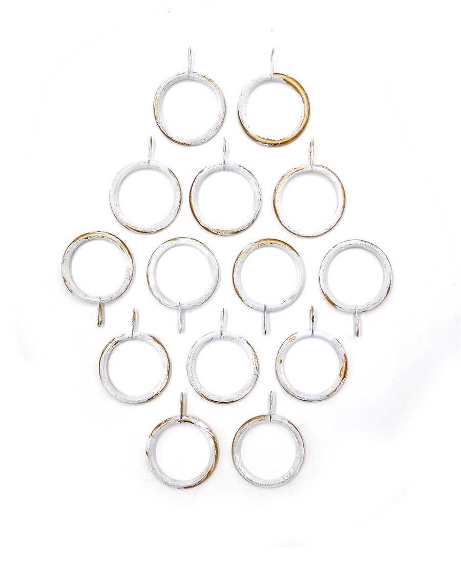 Set 20 anelli Metallo per Bastone per Tende Shabby Chic White Gold Collection