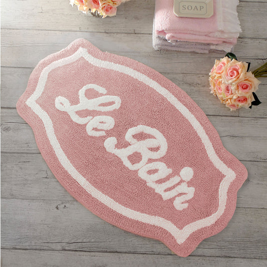Tappeto bagno Sagomato Shabby chic Le Bain Collection Colore Rosa / Bianco 60 x 110