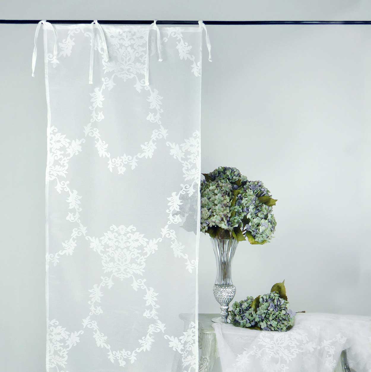 Fenstervorhang Spitze Polyester Shabby Chic Poly-Aurore Kollektion 60 x 240 Farbe Weiß