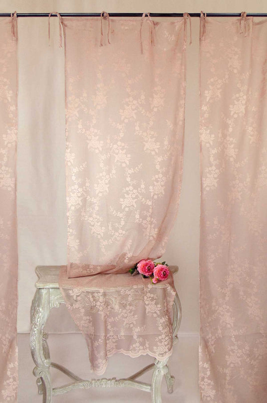 Shabby Chic Poly-Ciel Collection Polyester-Spitzenvorhang 140 x 290 Mauve