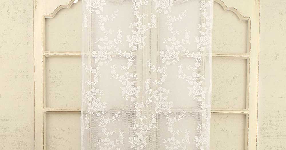 Tenda finestra Pizzo Poliestere Shabby Chic Poly-Ciel Collection 60 x 240 Colore Bianco