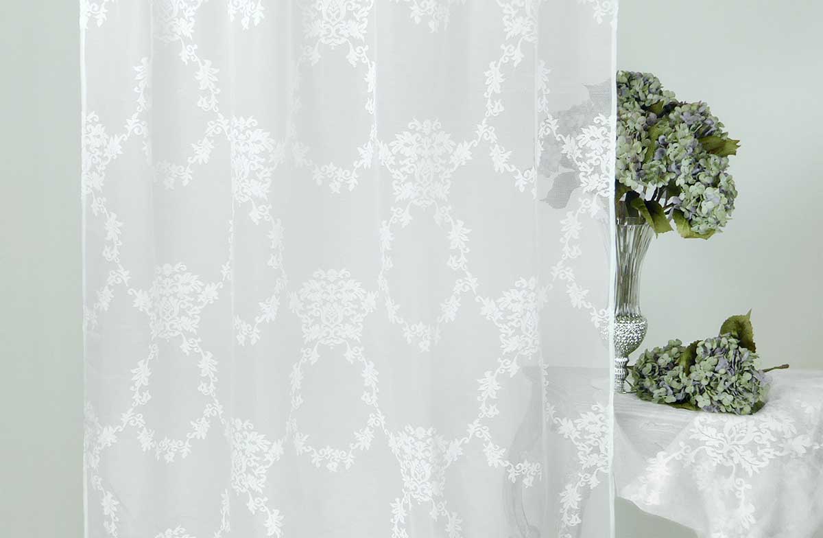Shabby Chic Polyester-Spitzenvorhang Poly-Aurore Kollektion 140 x 290 Farbe Weiß